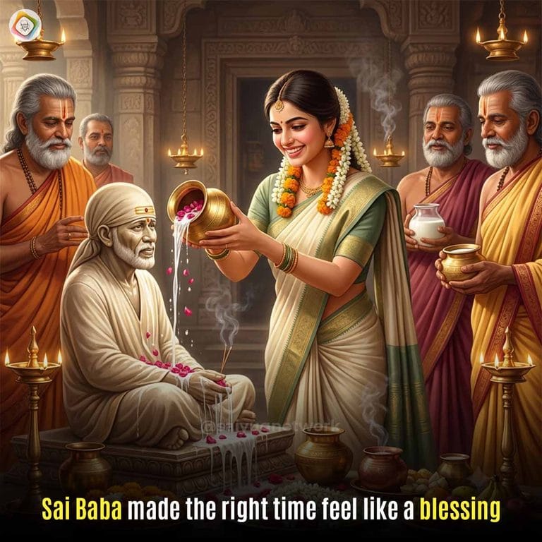 Sai Baba Devotee Performs Abhishekam at Baba’s Temple